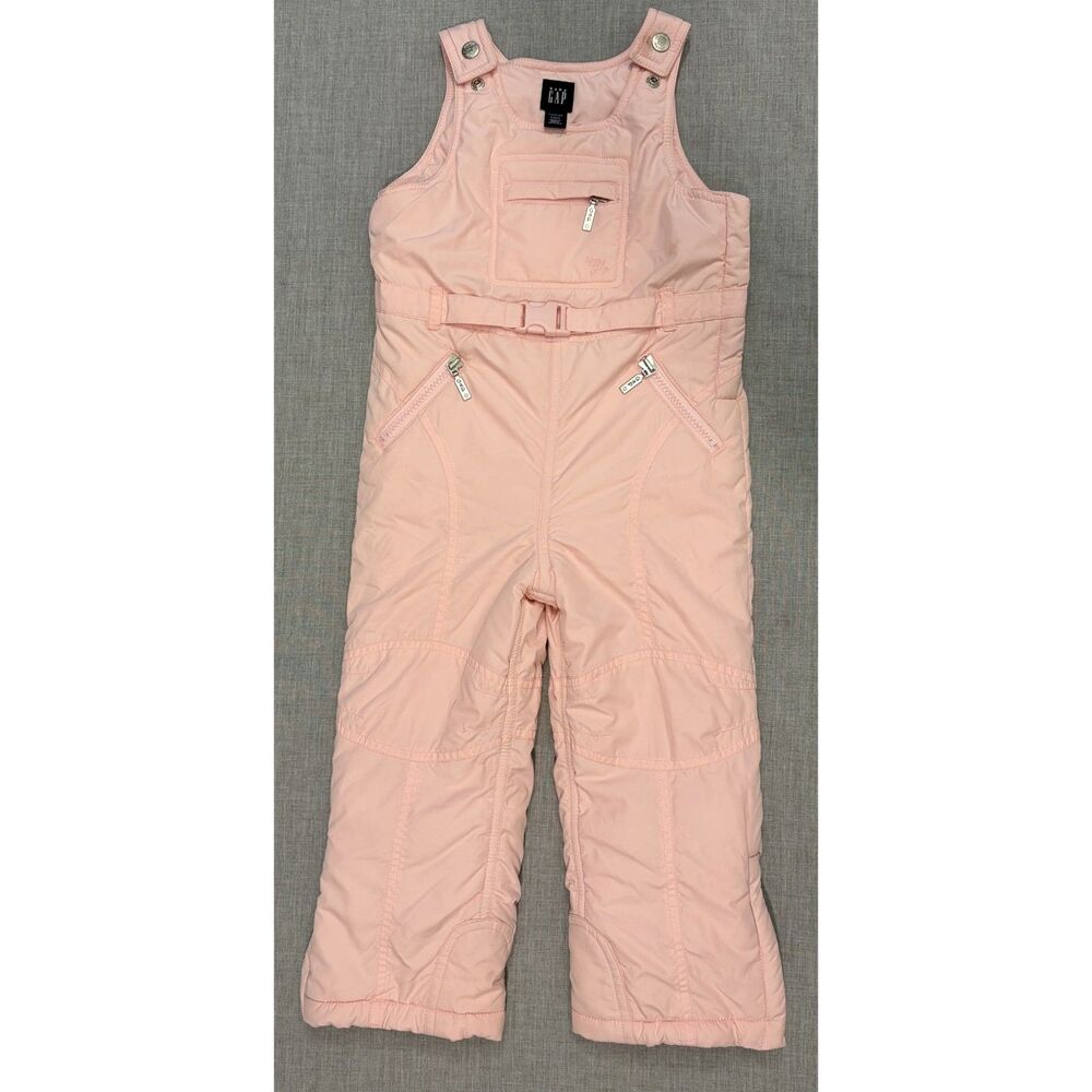Vintage Baby Gap Pink Snow Bibs Pants Overalls Size 3T